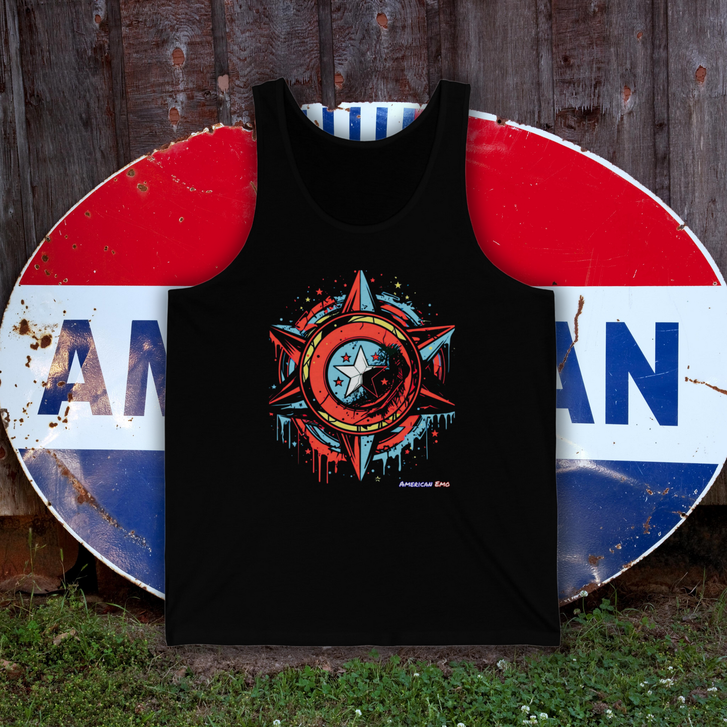 Emo Shield (red & Blue) - Unisex Jersey Tank